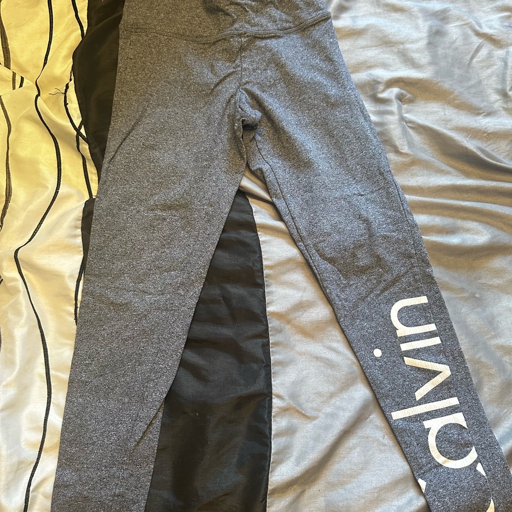 Calvin Klein Gray Leggings Soft Cotton Blend